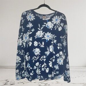 Como Vintage Women’s Navy Floral Long Sleeve Top Size XL